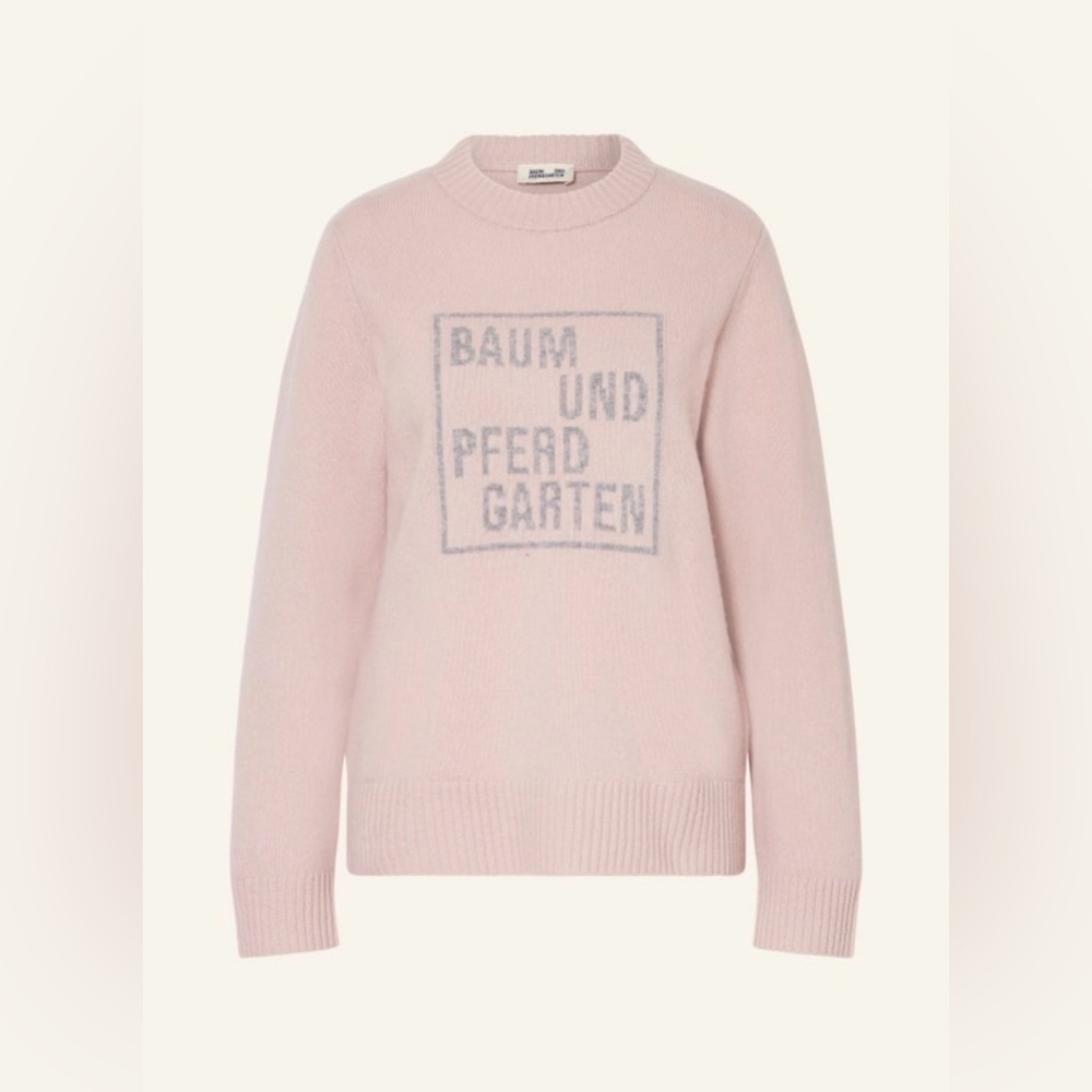 Baum und Pferdgarten Clio Pink Wool Knit Sweater Logo Pattern Crewneck